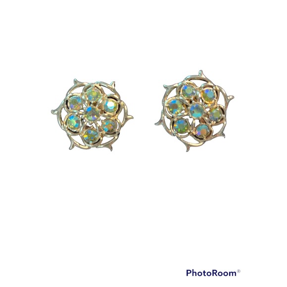 Sarah Coventry Jewelry - Vintage Sarah Coventry Lime Light Aurora Borealis Rhinestone Clip Earrings